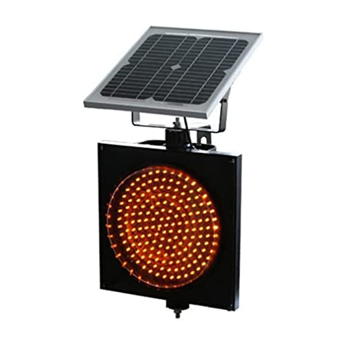 Xwz 8 Inch Led Yellow Solar Traffic Light - Single Flashing, Ip65 Waterproof Signal Light Industrial Led Warning Light With Solar Panel And Sun Visor, For Intersections, Curves, Bridges #TOP7