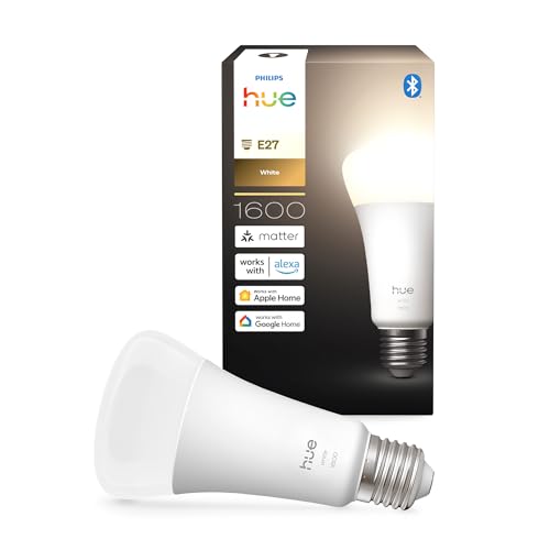 Philips Hue Ampoule LED connectée A67, Lumière blanche chaude 2700 K, Culot E27, 13,5 W, 1600 lumens, Intensité variable, Compatible avec Alexa, Google Assistant et Apple Home, pack de 1 Philips Hue Ampoule LED connectée A67, Lumière blanche chaude 2700 K, Culot E27, 13,5 W, 1600 lumens, Intensité variable, Compatible avec Alexa, Google Assistant et Apple Home, pack de 1