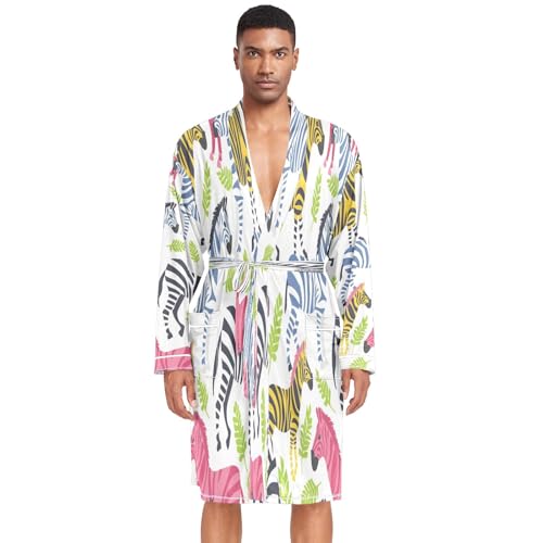 Bata de baño ligera para hombre, color azul, rosa, amarillo, cebra, Cebra azul, rosa, amarillo, M