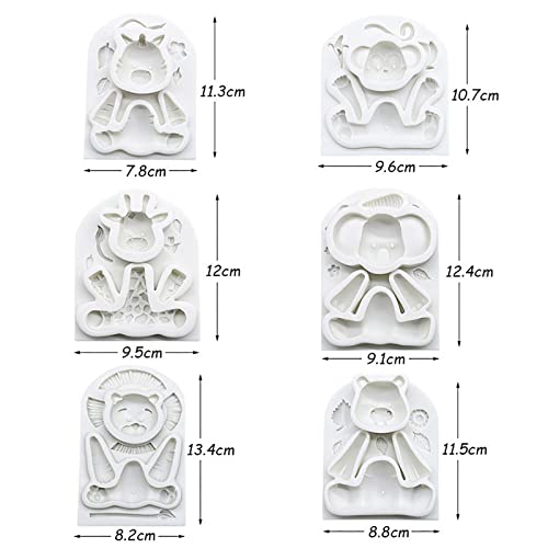 6 Pieces Silicone Jungle Animals Cake Fondant Mold Sugarcraft Decorating Chocolate Baking Mould Tool Clay Craft Pastry Baby Shower Party Cupcake Decor Molds - Image 3
