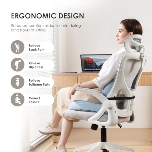 Image of FLORICH Memory Foam Truck Seat Cushion,Car Seat Cushion and Lumbar Support Pillow for Office Chair, Ergonomic Back Support & Sciatica Relief for Long Drives(Blue)