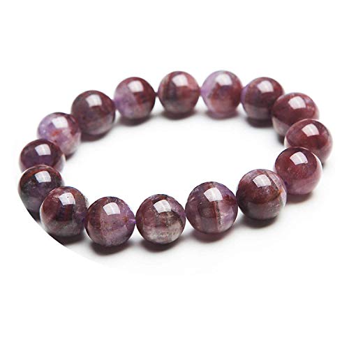 Bracelet cristal naturel violet rouge homme femme 23 perles rondes 12mm