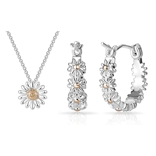 Preisvergleich Produktbild Philip Jones Gänseblümchen-Halskette und Reifen-Ohrringe