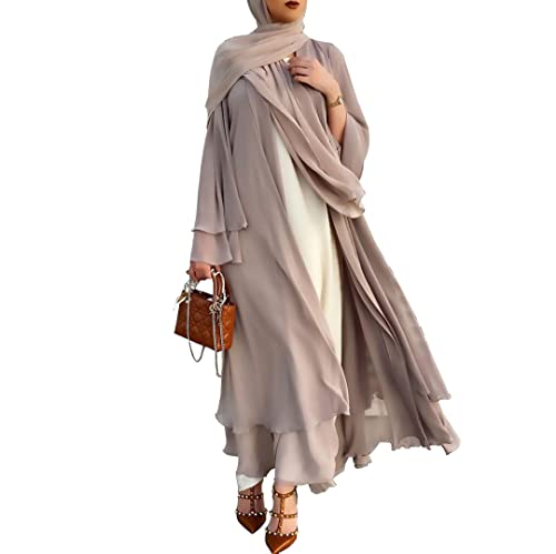 RUIG Frauen Muslimisches Gebet Chiffon Offenes Kleid Abaya Dubai Türkei Islam Kaftan islamischer Ramadan Eid Mubarak Frauen Robe Ohne Hijab
