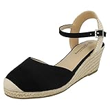 Dessus en microfibre Savannah Espadrilles compensées en corde pour femme - Noir - Noir , 37 EU