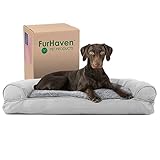 FurHaven Pet Dog Bed | Plush & Suede Pillow Sofa-Style Couch Pet Bed for Dogs & Cats, Gray, Large