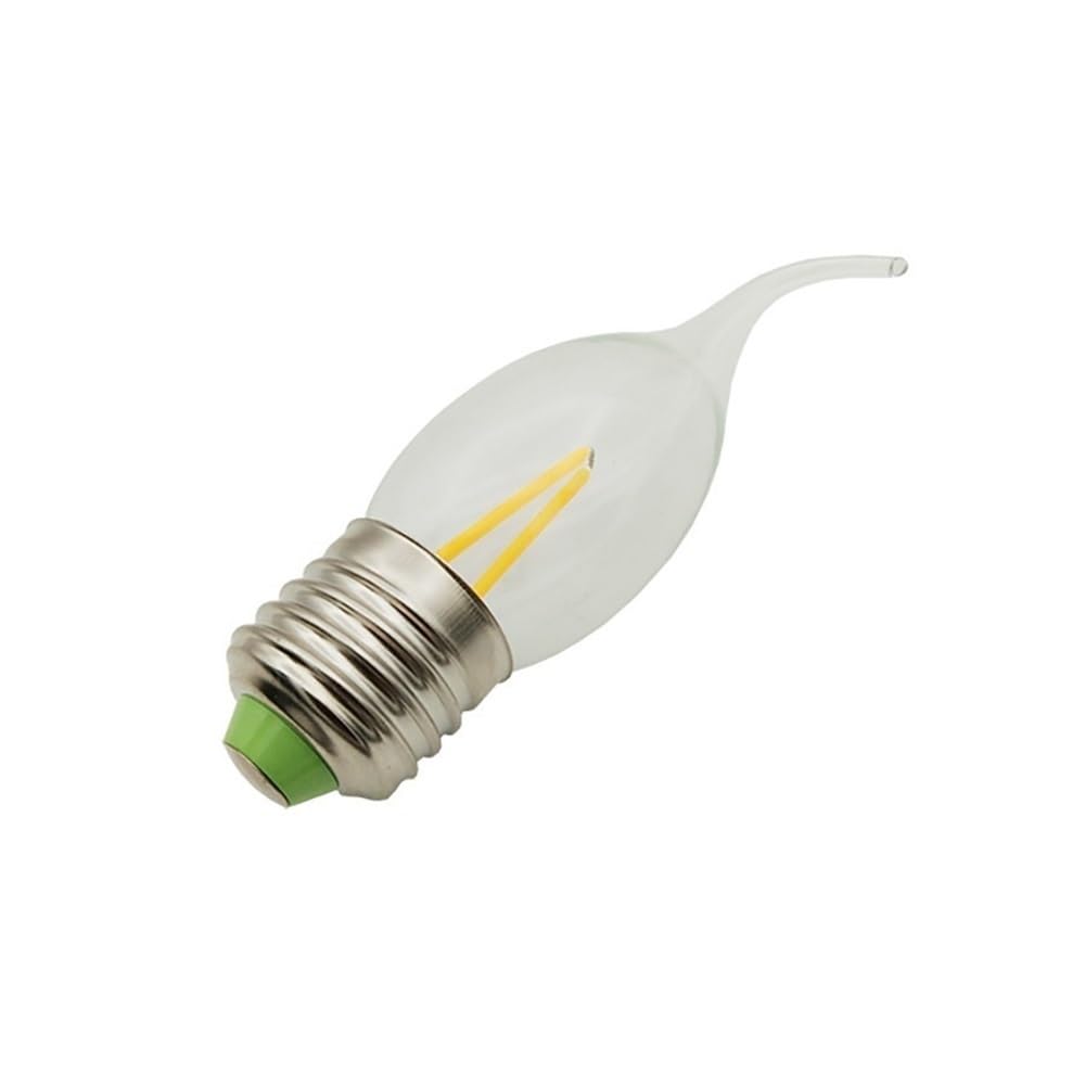 RZL Lighting, Pack of 50, LED Filament Light Bulb E27/E26 AC220V 1/2/3W C35L Chandelier Bulb with Pulled Tail, Home Lighting Light Source(2700K Warm White,220V E27 2W)
