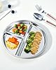 Bakpoco Stainless Steel Kids Plates Set of 4, 9" Portion Control Plates Divided Plate for Adults Toddlers Balance Lunch, Bariatric & Diabetic Diet, Non Toxic Camping Metal Snack Plate for Eating #5