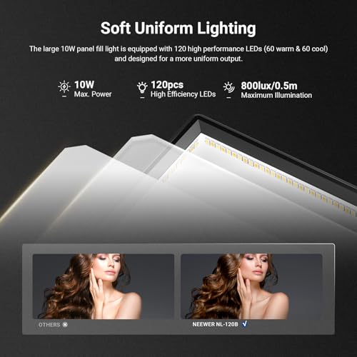 Image of NEEWER Basics 9 inch LED Light Panel, 3200-5600K Edge Lit Dimmable Camera Soft Key Lighting with Desk Tripod Stand, CRI95+ 800Lux 4000mAh Rechargeable for Photography Video Recording Streaming, NL-120B