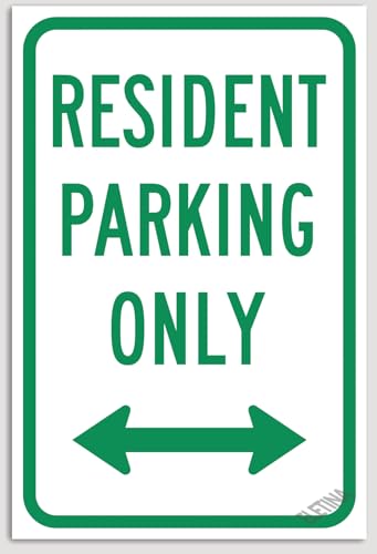 Warning Signs Resident Parking Only (with Bidirectional Arrow) Signs Business Sign 12X8 Inches Aluminum Metal Tin Sign