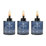 TIKI Brand  1118128 Set Sail Glass Table Torch 3-Pack 5.5-inch, Blue