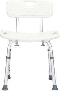 EBLSE Aluminum Alloy Lifting Bath Chair 8 Files with Backrest PE Seat Stool Rubber Floor Mat, Portable Bath Seat for Bedrooms, Bathrooms, Hospitals, etc