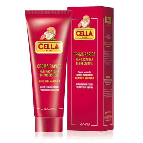 Image of CELLA MILANO, Brushless Fast Shaving Cream for Precision Shaving, Transparent, Delivers for a Smooth Shave, Great for Prrecision Edging of Beards, Sideburns and Moustaches, 5.2 oz, Made in Italy