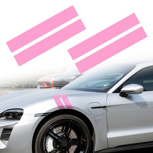 Image of TOMALL 2 Pair Racing Sport Stripe Vinyl Decals for Car Fender Hood Bumper Trunk Auto Stripe Graphic Stickers Decorations for Pickup Vehicle SUV Truck Off-Road (Pink)