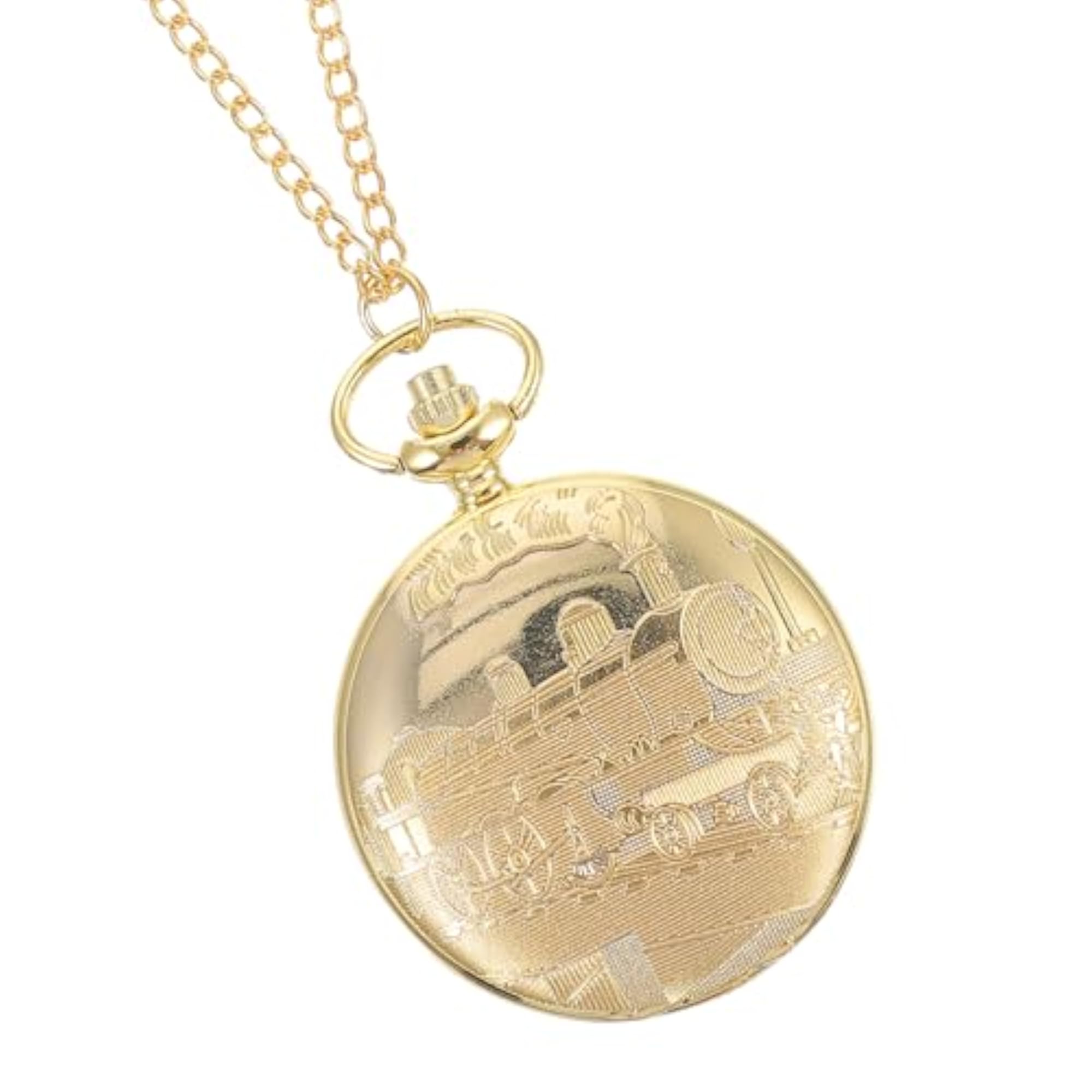 Antique Gold Train Pocket Watch, Vintage Souvenir
