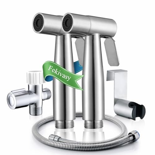 Bidet Sprayer for Toilet, Fekivasy 2 Packs Handheld Bidet Toilet Sprayer Stainless Steel Bathroom Fixture Bidet Sprayer Sets Muslim Shower Diaper Sprayer Jet Spray for Toilet Wall or Toilet Mount by Fekivasy - Used condition - CA$51.68