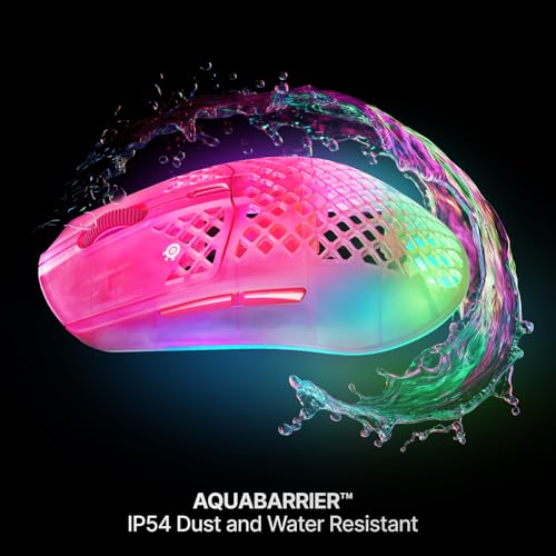 Image of SteelSeries Aerox 3 Wireless Gen 2 - Super-Light 68g Gaming Mouse, 4K Polling, 26K DPI Optical Sensor, 200 Hour Battery, IP54 Water Resistant, 80m Click Durability, RGB, 100% PTFE Feet - Magenta Haze