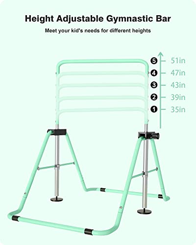 Gvolo Gymnastics Bars Kids Expandable Training Bar Adjustable Height Folding Horizontal Bars Equipment Junior Training Gymnastics Bars For Home, Green #TOP3