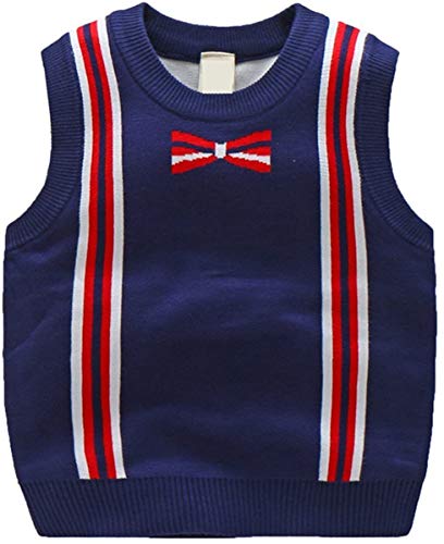 Jojobaby Toddler Baby Boy's Girls Round Neck Knit Vest Cotton Bow Pullover Sweater Waistcoat Vest (7-8 Years, Green)
