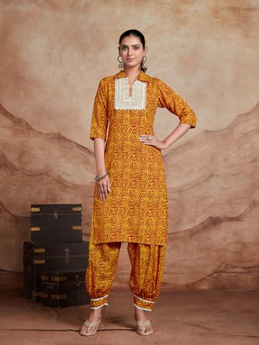 Image of EthnicJunction Women's Cotton Blend Embroidered Salwar Suit Set