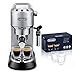 De'longhi Dedica - Cafetera de Bomba de Acero Inoxidable para Café Molido o Monodosis, Cafetera para Espresso y Cappuccino, EC685.M, Metal + Juego de 2 vasos premium para espresso