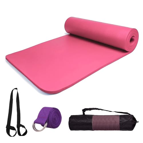 Esterilla Yoga Esterilla Pilates Antideslizante 10mm Alfombrilla de Yoga Esterilla Deporte Yoga Mat para Pilates Yoga Fitness 183x61cm (NBR ROSA 10MM)