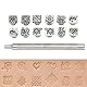 Leder-Stanzwerkzeuge, 12-teiliges Stempel-Stanzset, Metall-Leder-Stanzwerkzeuge, Muster-Leder-Bastelstempel mit Griff, DIY-Leder-Basteldruckwerkzeuge