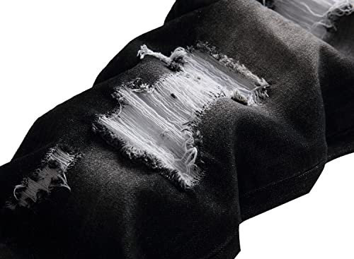 Image of Men's Ripped Slim Fit Jeans Straight Leg Denim Pants