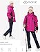 MoFiz Girls Ski Jacket Waterproof Fleece Lined Snowboard Jacket Warm Winter Coats with Removable Hood Rose Red XS