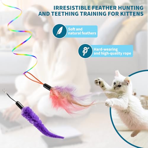 Interactive Cat Toys for Indoor Cats, Automatic Electric Door Hanging Toy with 3 Interchangeable Accessories (Feather, Mouse, Womm toy), Motion Activated USB Rechargeable Enrichment for Bored Cats - Thumbnail 3
