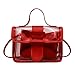 WEDDINGHELPER Womens PVC Mini Handbags Clear Cluth Purse Tote Bag Messenger Shoulder (Red)