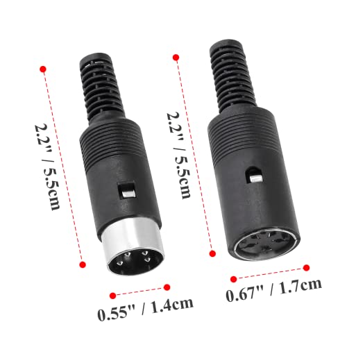 Adaptador DIN 4 pines macho y hembra 2 pares plástico negro miniatura 2