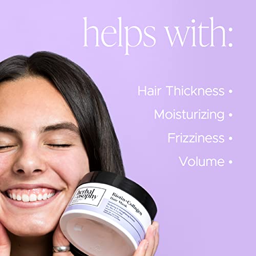 Herbalosophy Bitoin & Collagen Hair Mask – Thickening & Strengthening Hair Growth Formula For Thin & Dry Hair – Salon-Quality Haircare With Natural, Healthy Ingredients. Vegan. Sulfate & Paraben Free. 8.5Oz #TOP2