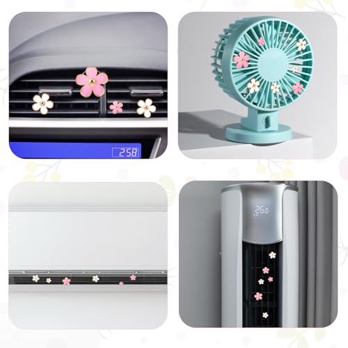 Image of 8 Pcs Air Vent Clips Car Accessories Cute Car Air Freshener Vent Clip Daisy Flower Airs Conditioning Outlet Clip for Women for Vents Cars Interior Decor Dashboard Accessories 4 Size, White, Pink