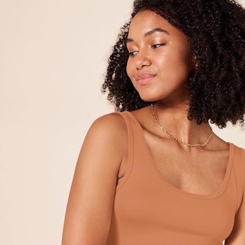 Image of Amazon Essentials Women's Slim-Fit Ribbed Scoop Neck Tank Tops, Pack of 2