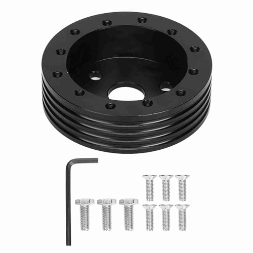 Grant Steering Wheel Adapter 1In Aluminum Spacer for 5 6 Hole Wheels to 3 Hole Adapter Black Silver (Black)