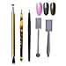5Pcs Nail Magnet Tool Set, AKWOX Double Head Flower Design Nail Magnet Pens And Strong Magnet Stick Dotting pens For 3D Cat Eye Gel Polish Nail Art