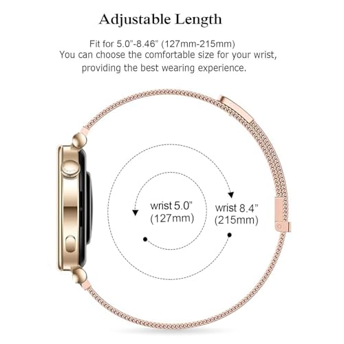 DEALELE Pasek kompatybilny z Huawei Watch GT4 41 mm, Garmin Venu 3S, Forerunner 265S, 255S, Fossil damski Gen 6, 18 mm, stal nierdzewna, metalowa siatka mediolańska, paski zastępcze dla kobiet