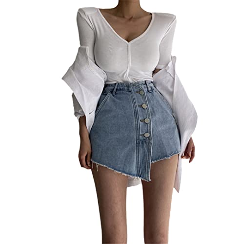 Mini jupe en jean Alloaone asymétrique pour rompre avec la monotonie du denim