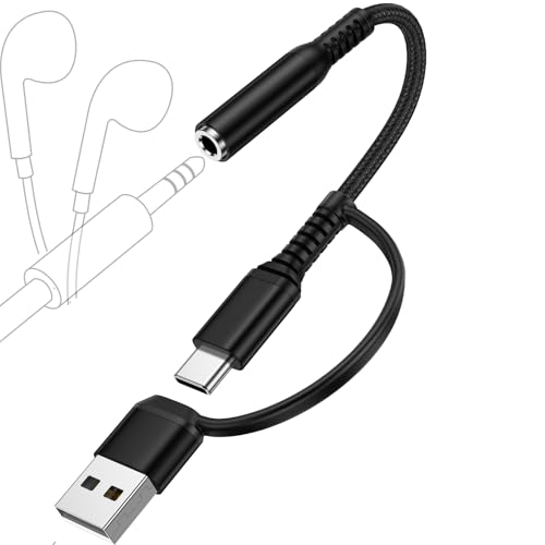 USB & Type-C �C���z���ϊ��A�_�v�^ 3.5���� USB�[�d/OTG�Ή� �C���z���ϊ��W���b�N �ʘb/����/���y/type c�[�d/PC�I�[�f�B�I�ϊ��A�_�v�^�[ ChrisPow �O�t���T�E���h�J�[�h 2in1 4�� TRRS �C���z���A�_�v�^ 
