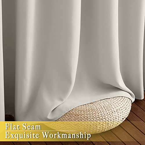 NICETOWN Room Darkening Natural Curtain for Bedroom, Grommet Thermal Insulated Thermal Curtain Light Blocking Window Treatment Sound Reducing for Kitchen, 1 Panel, W46 x L63