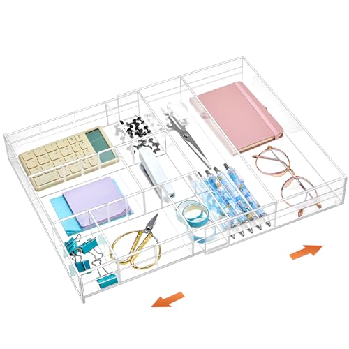 Acrylic Drawer Organizer Clear Desk Drawer Organizer Trays with A...