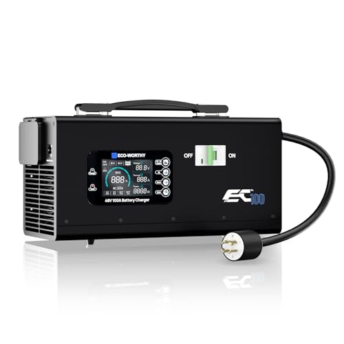 ECO-WORTHY 48V 100A Battery Charger for LiFePO4 Suitable for 120/240V Generators Fast Charging Compatible with ECO-WORTHY 48V 100Ah Server Rack Battery 2-100A Current Adjustable