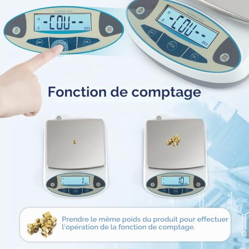 CGOLDENWALL Lab Analytique Balance 5000g/0,01g, Tare/Compte/13 Unités – vue 5