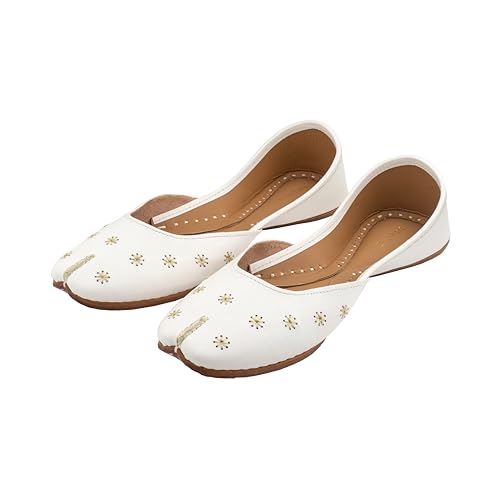 Image of KORAKARI Women's Traditional Ethnic Amber Punjabi Jutti, Leather Flat Comfortable Mojaris for Girls