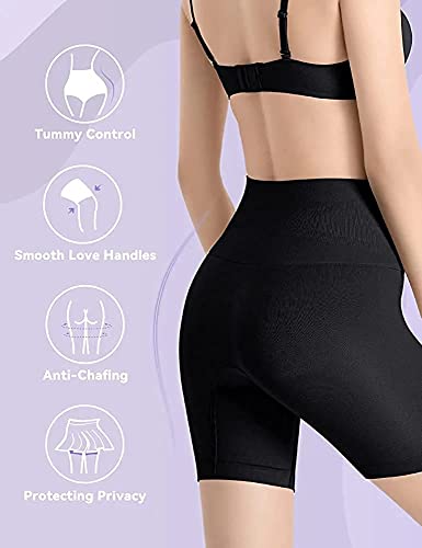 Image of KROYWEN Fashion Women's High Waisted Seamless Firm Triple Control Butt Lifter Bodysuit Body Shaper Shorts Plus Size Thigh Slimmer Tummy Control Shapewear Comfortable for Women Under Dress Black