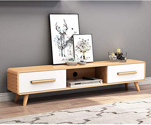 TV-Ständer aus Holz Medienspeicher TV-Konsole Wohnzimmer Entertainment Center Home-TV-Ständer mit Schubladen und offenen Regalen Low Profile