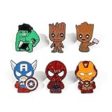 6 Pieces Popular Movie Superhero Brooch Metal Enamel Brooch Set Cute Anime Jewelry Charm Enamel Pin Cool Hero Bag Charm Cartoon Brooch Pins For Teens Cute Pins For Backpacks