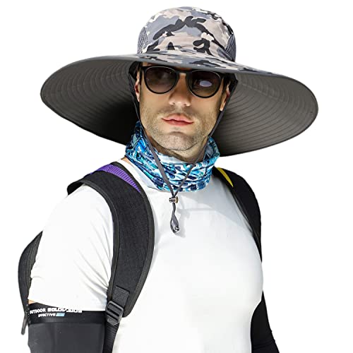 Image of Wide Brim Sun Hat for Men Women UV Protection Ventilated Summer Hats for Fishing Hiking Garden Beach