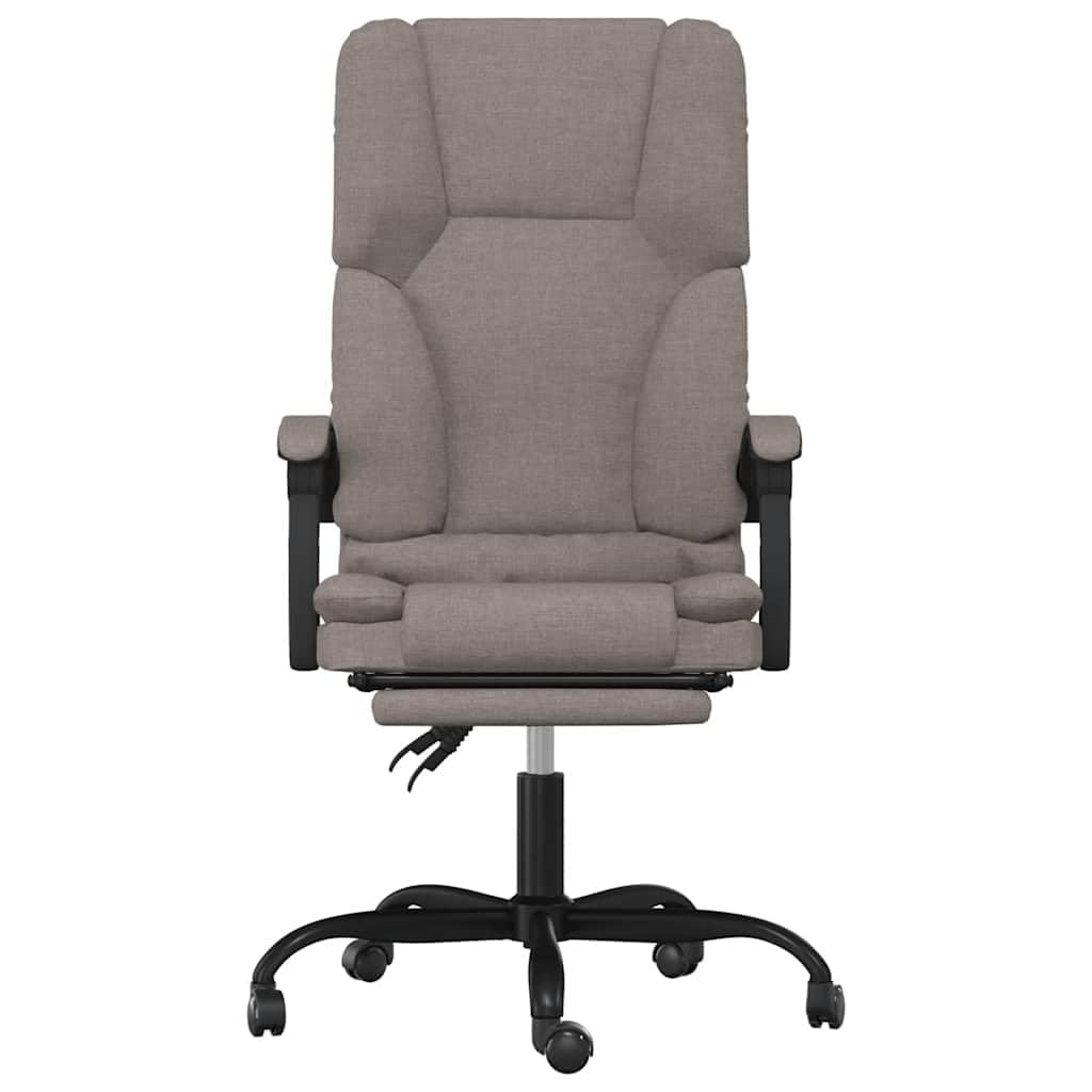 Krzesło biurowe z funkcją masażu, regulowane oparcie i wysokość, oddychający materiał taupe, ergonomiczne krzesło obrotowe z kółkami, podparcie okolic lędźwiowych
